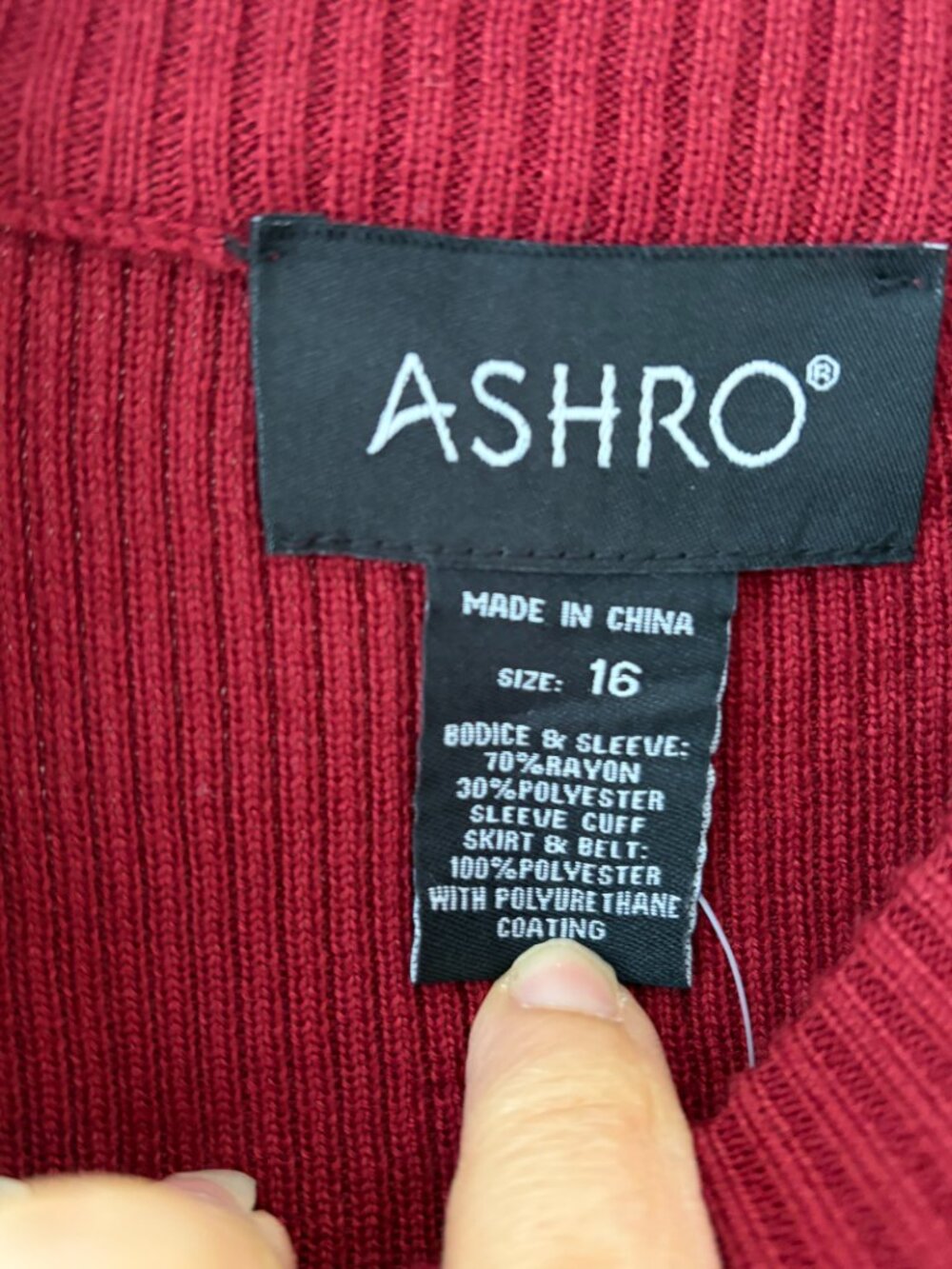 Ashro Knit and Faux Leather A-line Dress Size 16 Belted, button cuffs - Picture 4 of 9